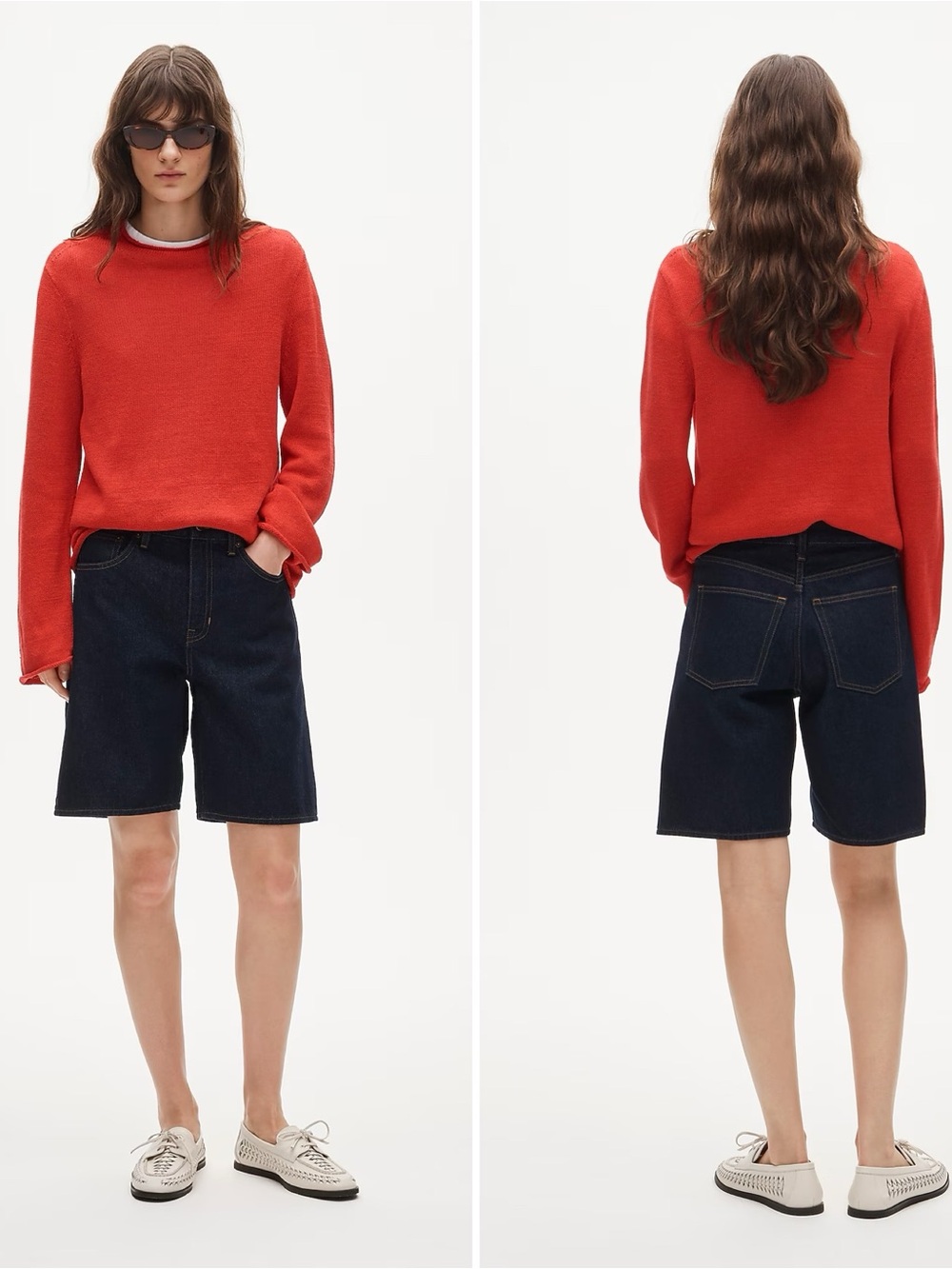 J.Crew Cotton Denim Bermuda Shorts‎ Dark Wash Jorts Coastal Midsize Fashion 31